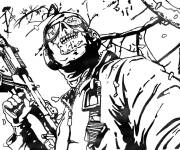Coloriage et dessins gratuit Soldat Ghost en toute concentration sur le terrain à imprimer