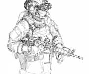 Coloriage Soldat portant des lunettes de vision nocturne
