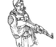 Coloriage Soldat pr&ecirc;t &agrave; tirer Call of Duty