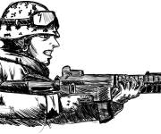 Coloriage Soldat tire sur l'ennemi 