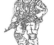 Coloriage Un soldat portant un masque &agrave; gaz