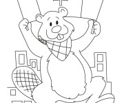 Coloriage Castor c&eacute;l&egrave;bre La F&ecirc;te du Canada
