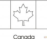 Coloriage Drapeau de Canada avec Feuille d'érable