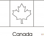 Coloriage Drapeau de Canada avec Feuille d'&eacute;rable