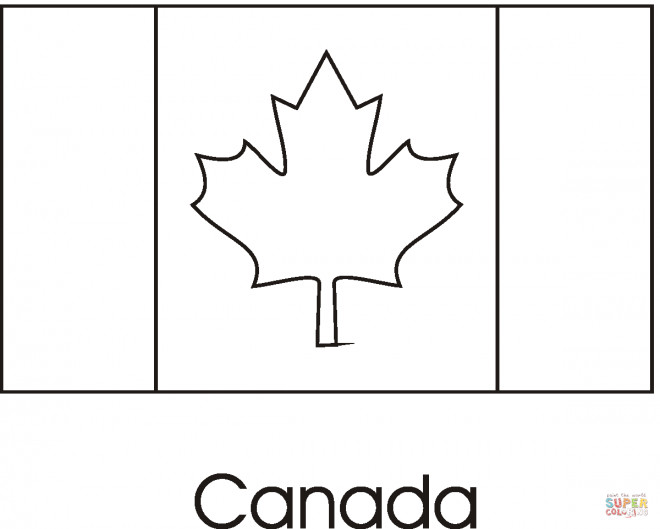 Coloriage et dessins gratuits Drapeau de Canada avec Feuille d'érable à imprimer