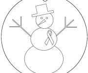 Coloriage Bonhomme de neige avec symbole de cancer du sein
