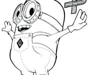 Coloriage et dessins gratuit Minions avec ruban rose à imprimer