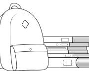 Coloriage Cartable avec des livres