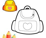 Coloriage Cartable avec mod&egrave;le en couleur