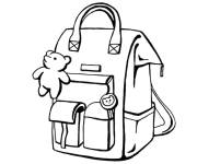 Coloriage Cartable avec un ors en peluche
