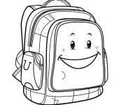 Coloriage Cartable avec visage rigolo