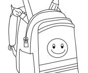 Coloriage Cartable de l'&eacute;cole avec crayons et cahiers