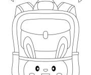 Coloriage Cartable rentr&eacute;e lapin