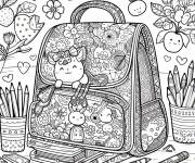 Coloriage Cartable rentr&eacute;e magique