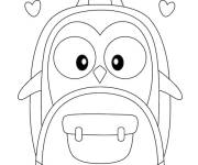 Coloriage Cartable sac &agrave; dos sous forme de chouette