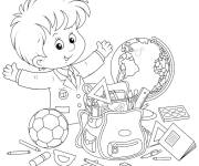 Coloriage L'&eacute;l&egrave;ve remplissant son cartable