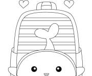 Coloriage Sac &agrave; dos pour enfants en forme de poisson