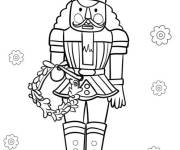 Coloriage Casse-Noisette avec couronne de No&euml;l