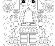 Coloriage Casse-noisette avec des motifs de la f&ecirc;te de noel