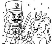 Coloriage Casse-Noisette en bataille contre Le Roi des Souris  de cartoon