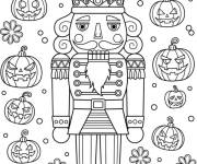 Coloriage Casse-Noisette et citrouilles d'Halloween