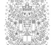 Coloriage Casse-Noisette et d&eacute;coration florale