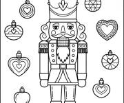 Coloriage Casse-Noisette et des motifs en coeurs d'amour