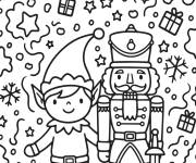 Coloriage Casse-Noisette et elfe