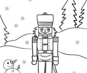 Coloriage Casse-Noisette et le bonhomme de neige