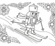 Coloriage Casse-Noisette fait du ski