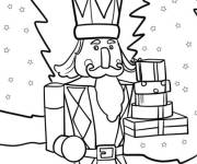 Coloriage Casse-Noisette mignon apporte les cadeaux de No&euml;l