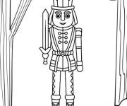 Coloriage Casse-noisette mignon avec &eacute;p&eacute;e pour enfants