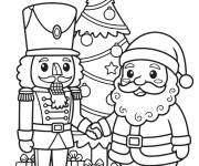 Coloriage Casse-Noisette, P&egrave;re No&euml;l et l'arbre de No&euml;l