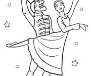 Coloriage Casse-Noisette Prince tenant Clara dans un ballet