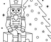 Coloriage Casse-Noisette sur un cadeau de noel