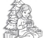 Coloriage Clara de Casse-Noisette ouvre un cadeau