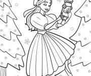 Coloriage Clara et Casse-Noisette dans la for&ecirc;t enneig&eacute;e