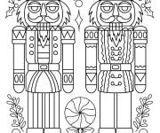 Coloriage Deux soldats de Casse-Noisette &agrave; motifs
