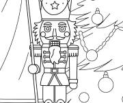 Coloriage Gros Casse-Noisette devant le sapin de No&euml;l