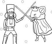 Coloriage Illustration de Casse-Noisette et du Roi des Souris se battent
