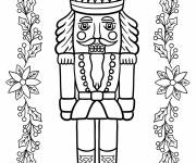 Coloriage Le roi Casse-Noisette avec du gui et poinsettia