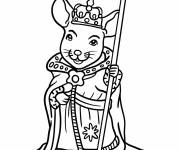 Coloriage Le roi de Souris avec sa couronne et son sceptre