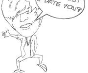 Coloriage Chanteur Justin Bieber en caricature