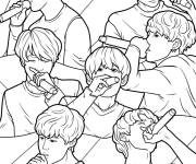 Coloriage Le groupe c&eacute;l&egrave;bre BTS