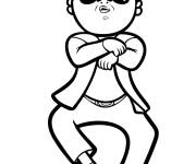Coloriage Star c&eacute;l&egrave;bre Psy Gangnam Style