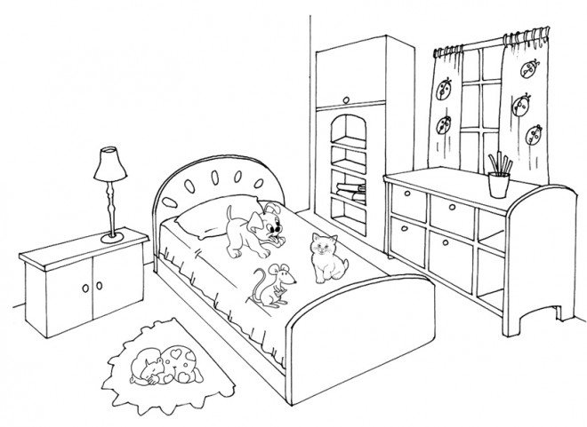 Coloriage Chambre  gratuit   imprimer