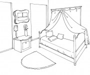 Coloriage et dessins gratuit Chambre bien organisée à imprimer