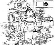 Coloriage et dessins gratuit Chambre de Garfield à imprimer