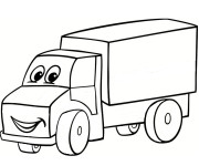 Coloriage Camion remorque souriante