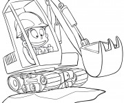 Coloriage L'enfant conduit le Bulldozer